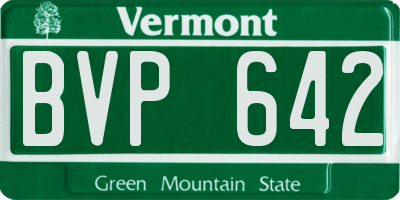 VT license plate BVP642