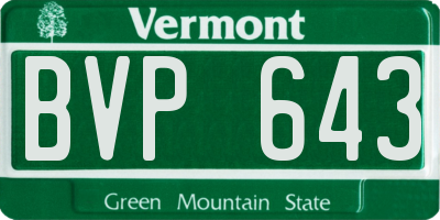 VT license plate BVP643