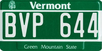 VT license plate BVP644
