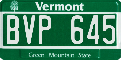 VT license plate BVP645