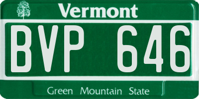 VT license plate BVP646