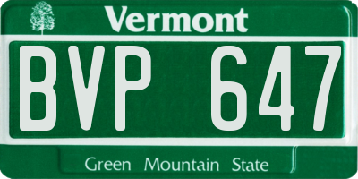 VT license plate BVP647