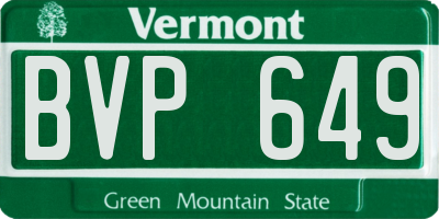 VT license plate BVP649