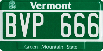 VT license plate BVP666