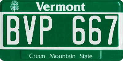 VT license plate BVP667