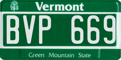 VT license plate BVP669