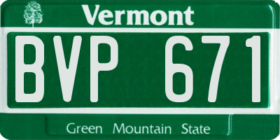 VT license plate BVP671