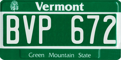 VT license plate BVP672