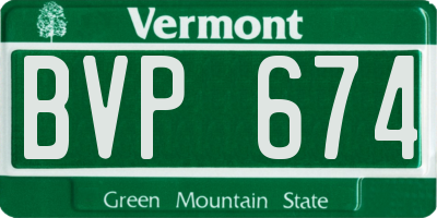 VT license plate BVP674