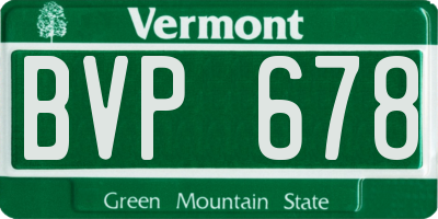 VT license plate BVP678