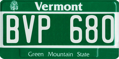 VT license plate BVP680