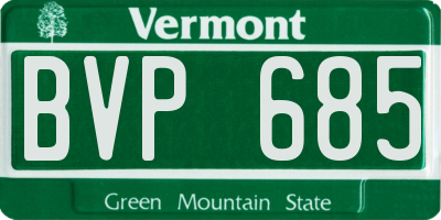VT license plate BVP685