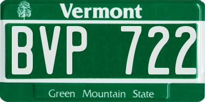 VT license plate BVP722