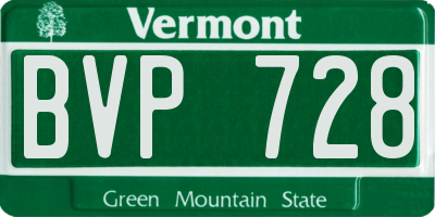 VT license plate BVP728