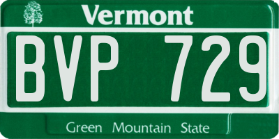 VT license plate BVP729