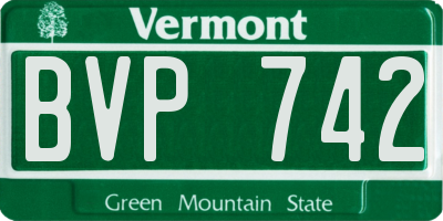 VT license plate BVP742