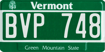 VT license plate BVP748