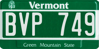 VT license plate BVP749