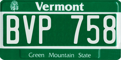 VT license plate BVP758