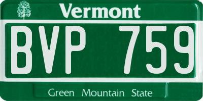 VT license plate BVP759
