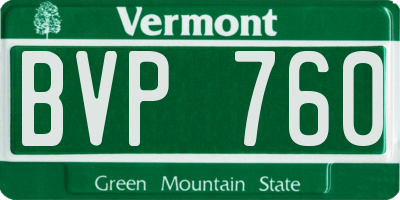 VT license plate BVP760