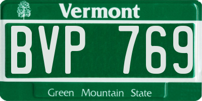 VT license plate BVP769