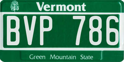 VT license plate BVP786