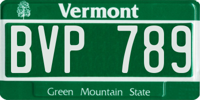 VT license plate BVP789
