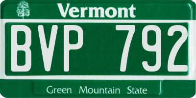 VT license plate BVP792