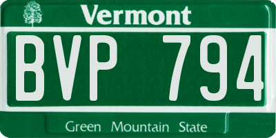 VT license plate BVP794