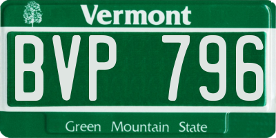 VT license plate BVP796