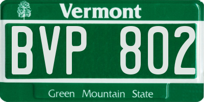 VT license plate BVP802