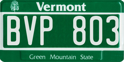 VT license plate BVP803