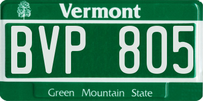 VT license plate BVP805