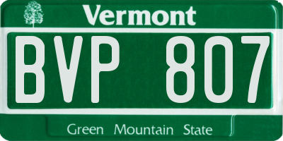 VT license plate BVP807