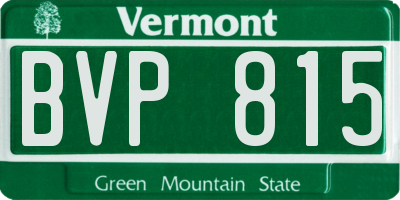 VT license plate BVP815