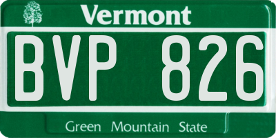 VT license plate BVP826