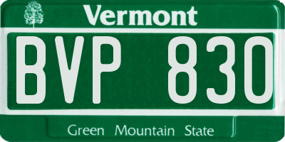 VT license plate BVP830