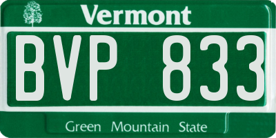 VT license plate BVP833