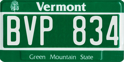 VT license plate BVP834