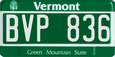 VT license plate BVP836