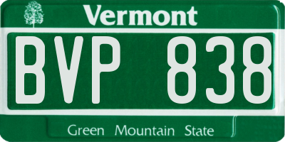 VT license plate BVP838