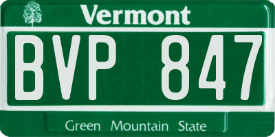 VT license plate BVP847