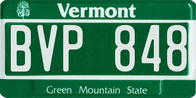 VT license plate BVP848