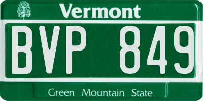 VT license plate BVP849