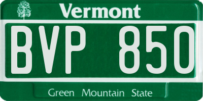 VT license plate BVP850