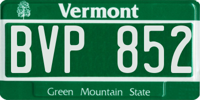 VT license plate BVP852