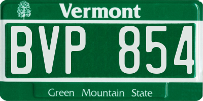 VT license plate BVP854