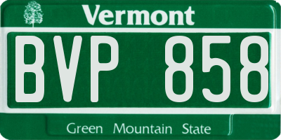 VT license plate BVP858