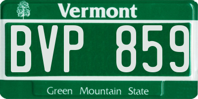 VT license plate BVP859